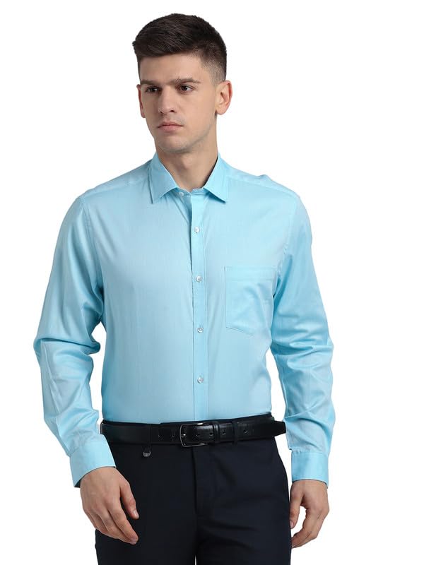 Image of Turtle Men 100% Cotton Slim Fit Lemon Solid Formal Shirt