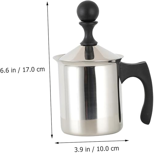 Miniatura 4 de Kisangel Extractor de pantalla con jarra de acero espumador filtro espumador de espresso, doble bomba de leche, máquina espumadora de acero