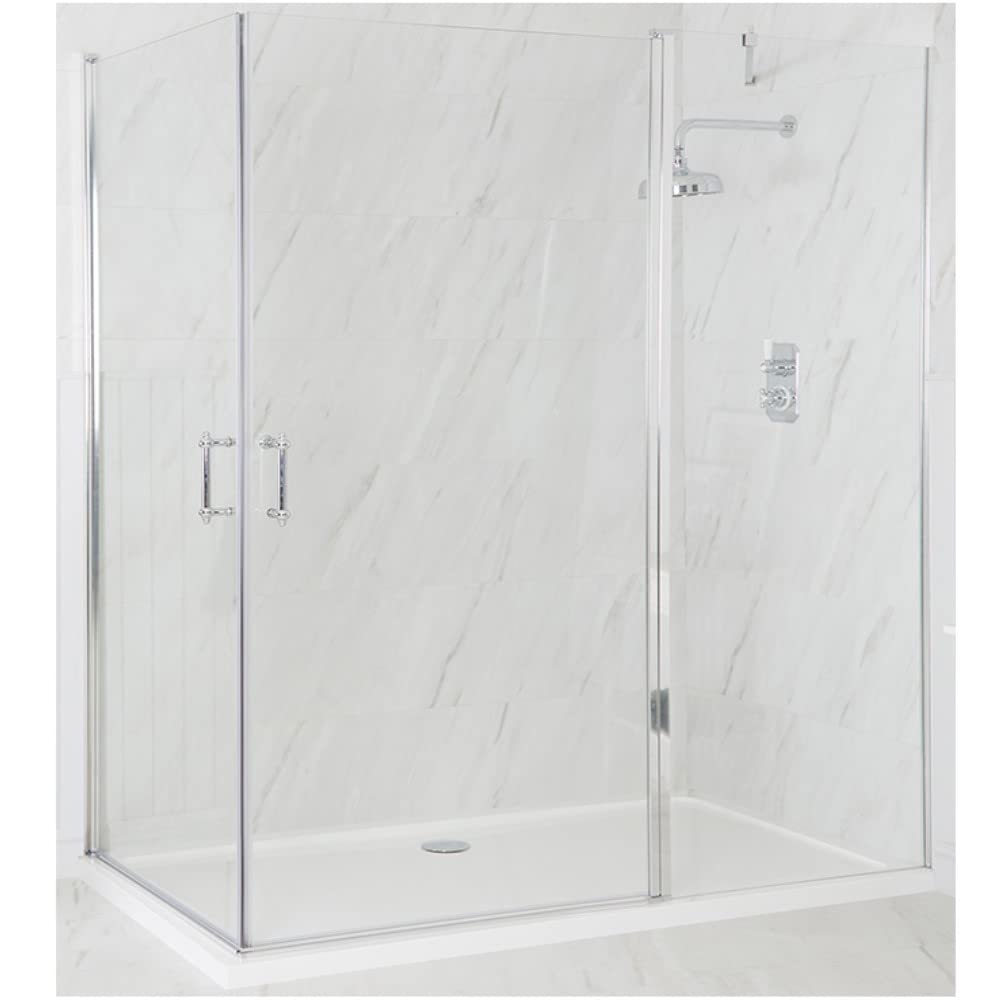 Milano White Langley Chrome Corner Double Hinged Door Shower Enclosure Tray - 1700Mm X 700Mm