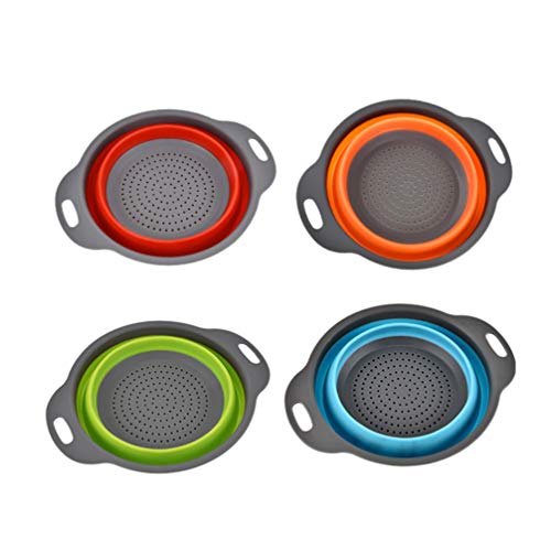 FRCOLOR BPA LIVRE de Silicone Dobrável Coador Coador Coador de Alimentos Com Alças Dobráveis Massas