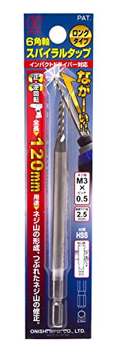 大西工業 No.28-L 6角軸スパイラルタップロングタイプ M3×0.5