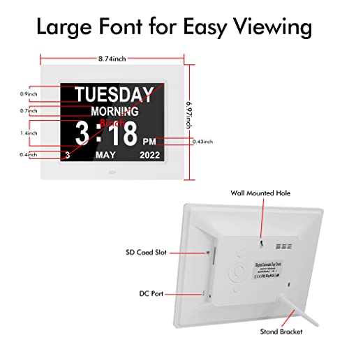 Johnziny【2023 Newest Clock With Day And Date For Elderly,8 Alarm Reminders Auto-Dimming,Digital Clock Large Display Day Date Dementia Clocks For Seniors, Elderly, Vision Impaired, Memory Loss #TOP1
