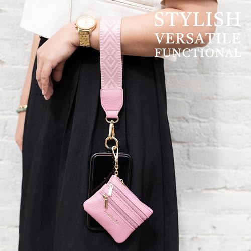 Image of Save the Girls Original Clip and Go Phone Strap Pattern (Classic - Black) - Crossbody Phone Strap Chain with Zipper Wallet Pouch - Phone Lanyard Zippered