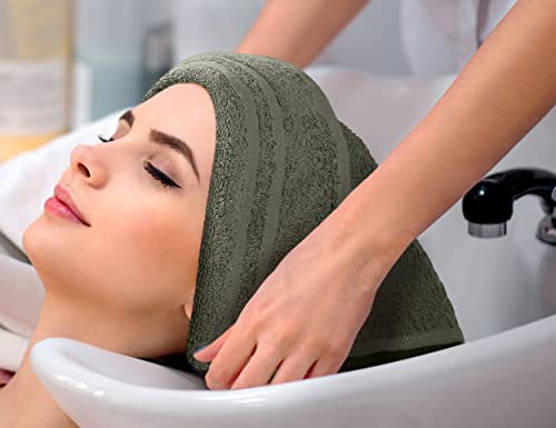 Image of Utopia Towels Cotton Bleach Proof Salon Towels (16x27 inches) - Bleach Safe Gym Hand Towel (24 Pack, Dusty Olive) | Bleach Safe 100% Cotton Salon Towels - Super Absorbent, Durable Ideal for Salon