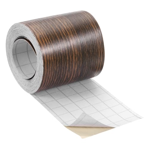 Image of uxcell 1 Roll Wood Grain Tape, 2.36 inch x 26 Ft Realistic Textured Repair Tape Self Adhesive Wood Textured Patch for Floor Wall Door Table Cabinets Desk Furniture Home Decor(Brown)