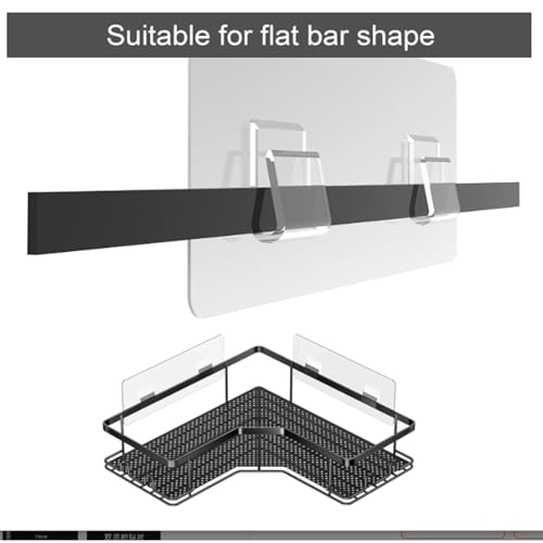 Nogeqi 10 Stück Transparent Klebehaken Badezimmer, Duschhalterung Badregal Ohne Bohren, Kleberegal Bad Regal Ohne Bohren Wasserdichte Regal Zum Kleben Für Küche Dusche (13,7 x 5,7 Cm)