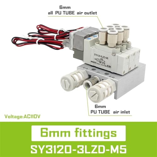 Bloc collecteur SY3120 à 7 stations avec électrovanne de commande unique 6mm - 3