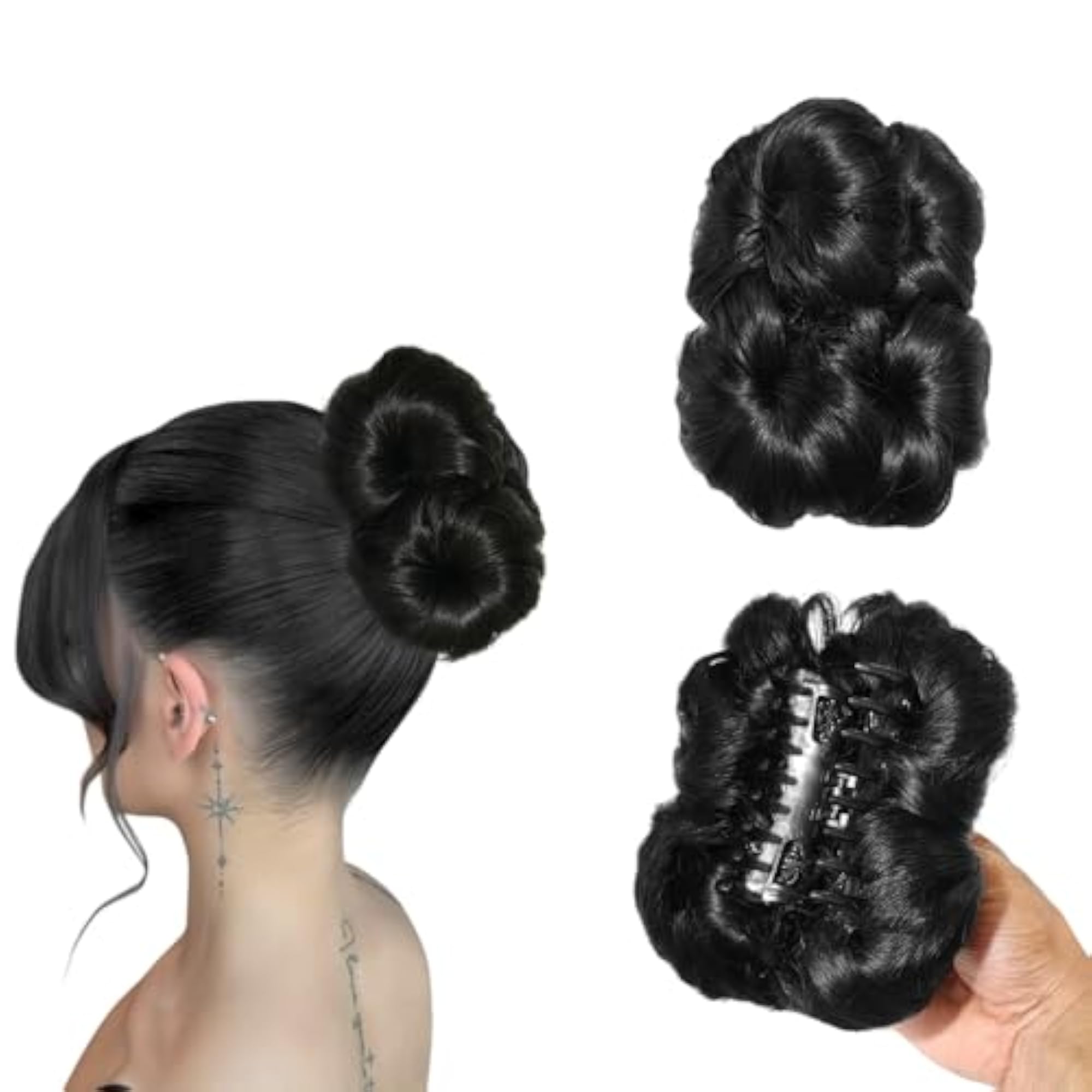 Stylish Messy Bun Hair Extension with Flower Design