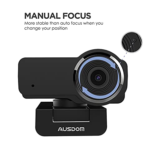 Image of AUSDOM AW635 HD 1080p Webcam with Microphone, Plug & Play USB Streaming Webcam 60 Wide Angle with Low Light Correction for PC Mac Computer Laptop Online Class Zoom Webex Skype Google Meet Teams