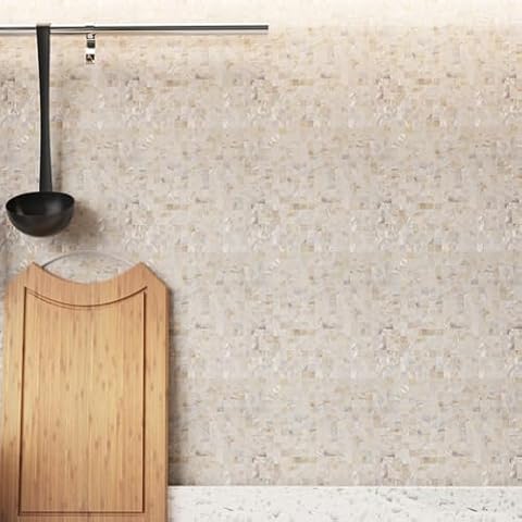 Diflart Mother of Pearl Peel and Stick Backsplash Sqaure Mosaic Tile for Kitchen Bathroom Wall Decor Pack of 6 Sheets Cover
