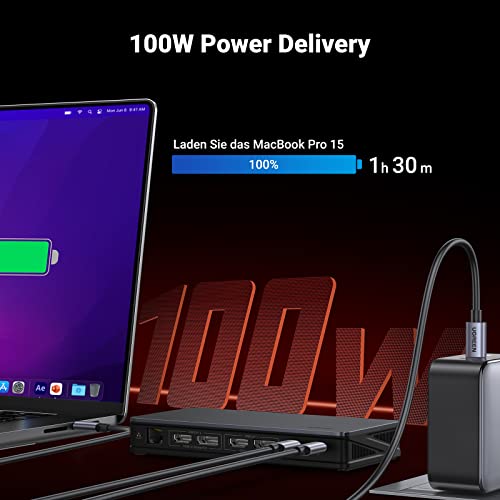 UGREEN Revodok Pro 209 Displaylink Docking Station Dual Display (2HDMI+2DP 4K@60Hz) für macOS M1 M2 MacBook & Windows (mit integriertem Treiber), kompatibel mit M4 Pro Mac mini