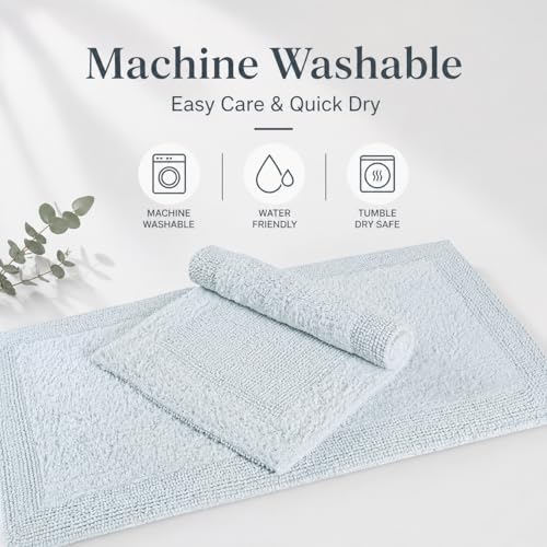 Cotton Bath Mat 21x34, Reversible washable Absorbent Bathroom Rug by Bedding Craft - Used condition - Image 7