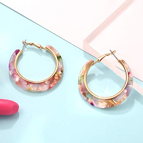 Acrylic Hoop Earrings for Women Resin Floral Earring Spring Summer Earrings Beach Jewelry Statement Fashion Accessories3