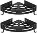 Produktbild HBselect 2stk Duschablage ohne Bohren Eckeregal Duschregal Schwarz mit 2 Haken Aluminium Duschkorb rostfrei Wasserdicht Badzimmer Küche Toilette