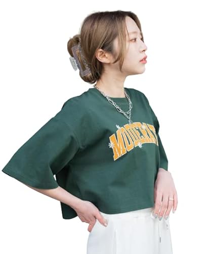[ウィゴー] Tシャツ グラフィック ショートT 半袖 ショート丈 トップス 服 春服 夏服 春 夏 秋 レディース S ダークグリーン
