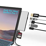 Surface Pro 7 Hub Docking Station with 4K HDMI Adapter+100M Ethernet LAN+ USB C Audio & Data Transfer Port + USB Port* 2+SD Card Reader Converter Combo Adaptor for Microsoft Surface Pro 7