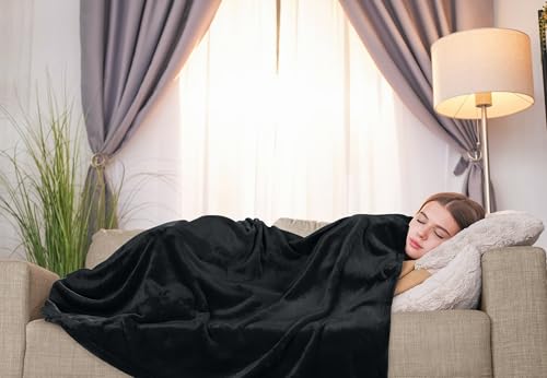 Image of Utopia Bedding Fleece Blanket Throw XL Size Black (50x70 Inches) Ultra Soft Warm Lightweight Anti-Static Cozy Blanket for Bed, Couch, Sofa and Chair, All-Season Home Decor Gift for Men & Women