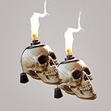 Skull Tiki Torch (2Pack) Outdoor Patio, Halloween and Gothic Decor, Our Tiki Table Skulls Will take Your atmoshere to The Next Level!