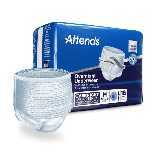 Attends Overnight Underwear For Adult Incontinence Care With Confidencecuff™ Protection, Overnight Absorbency, Unisex, Medium, 16 Count (X4) #TOP19