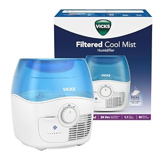 Vicks Filtered Cool Mist Humidifier, Medium Room, 1.1 Gal. Tank, Blue/White