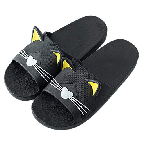 JadeRich Unisex Solid Color Shower Sandals Cute Cat Anti-Slip Bathroom Slippers Quick Drying House Slippers