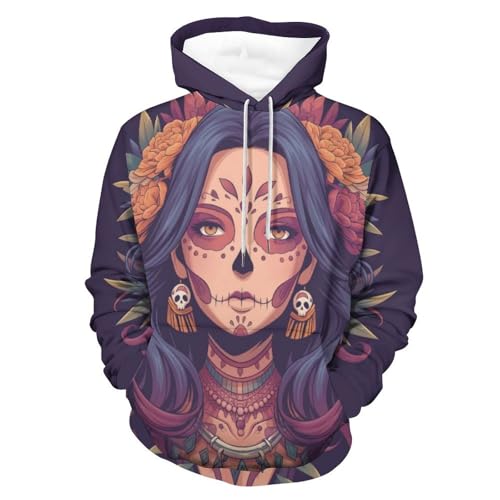 Sweat à capuche squelette fleuriste pour homme et femme, hoodie noir taille S