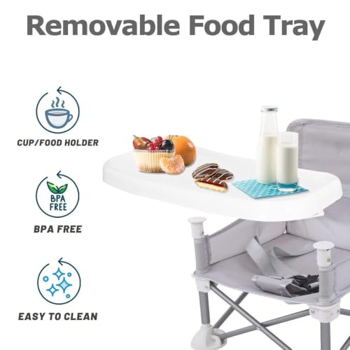 Image of Portable Baby Foldable High Chair with Detachable Feeding Tray, Kids Dining Booster Seat with Safety Belt, Lightweight Foldable Infant Feeding Chair for Home, Dining & Travel