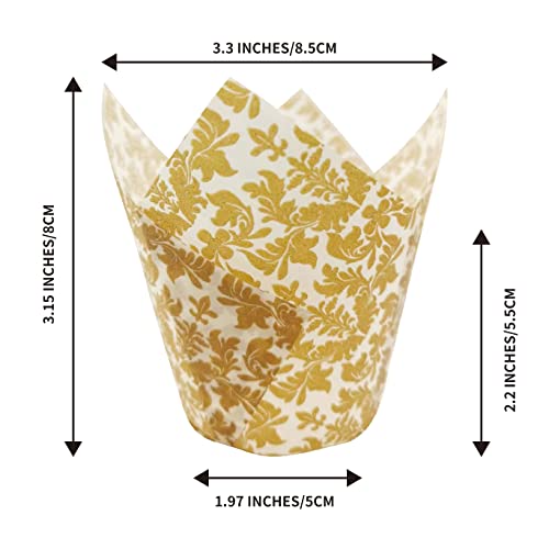 [Nordic Paper] 200Pcs Tulip Cupcake Liners For Baking Cups With Four Fancy Designs Eu Parchment Paper Standard Size Tulip Muffin Liners, Cupcake Wrappers For Party, Wedding, Birthday By Bake Choice #TOP1
