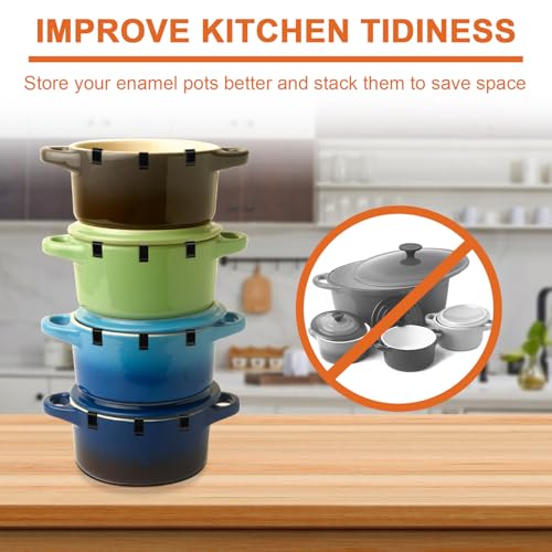 12 Stk Schutzclips für Dutch Oven Deckel, Flexibler Silikonstoßfänger für Dutch Oven Deckel Schutzclip für Dutch Oven Deckelschutzclips zur Aufbewahrung (Schwarz)