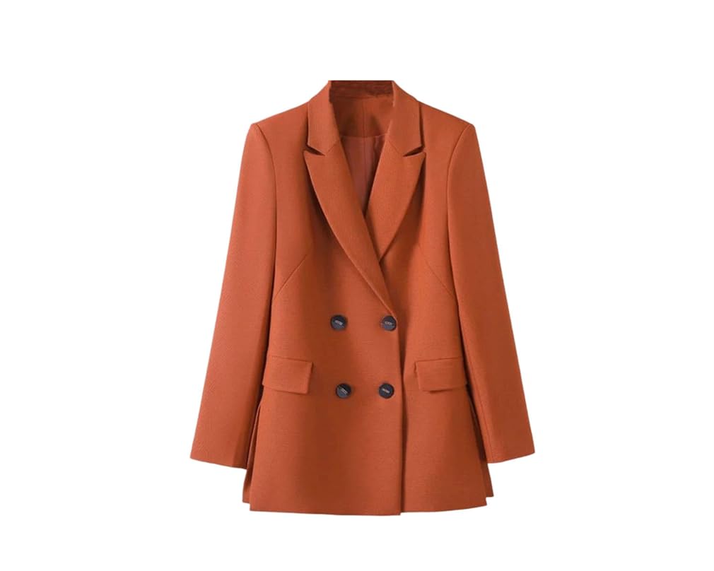 Women Formal Blazer Solid Long Sleeve Double Breasted Work Wear Jacket Coat Business Casual Blazers