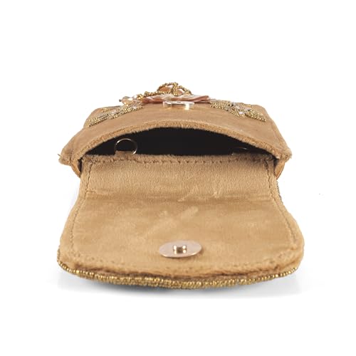 Image of J I ACCESSORIES Velvet Saree Clutch Mobile Pouch Waist Clip Ladies Purse Gift For Women