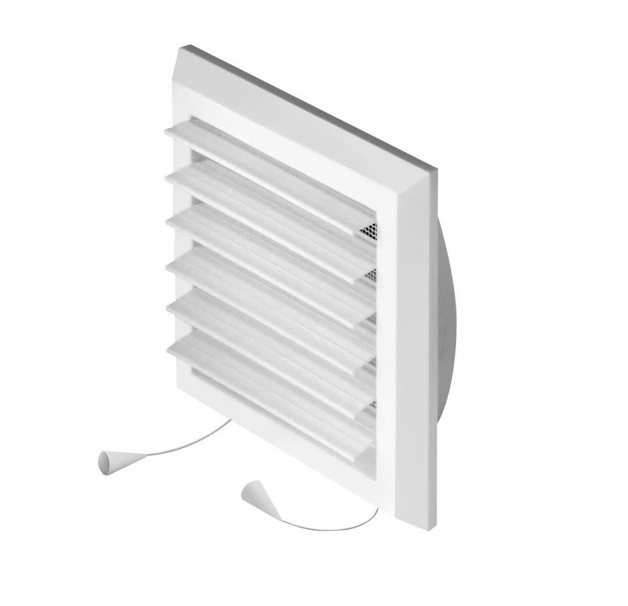 Prostko Ltd White Prostko Air Vent Grille - 175Mm X 175Mm - With 125Mm Flange And Pull Cord Shutter - Duct Cover.
