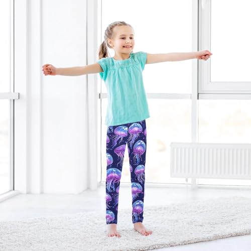 Purple Jellyfish Cute Girls Leggings Soft Stretch Workout Yoga Dance Pants for Kids Casual Tights 6