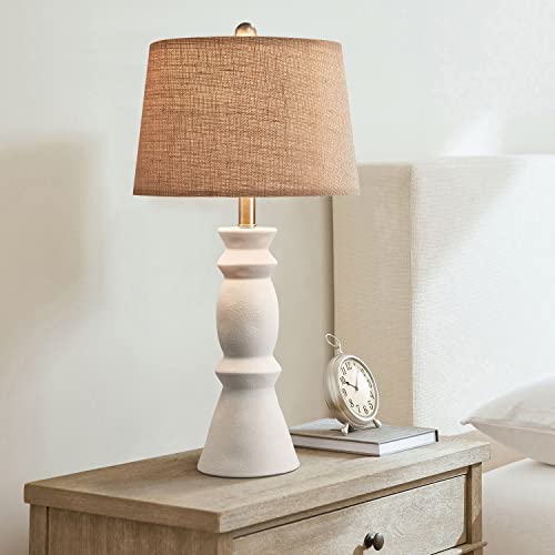 Oneach 25.75'' Farmhouse Ceramic Table Lamp for Living Room White Bedside Lamps Office White Table Lamp Set of 2 for Bedroom Retro Nightstand Lamp End Table Lamps - Image 6