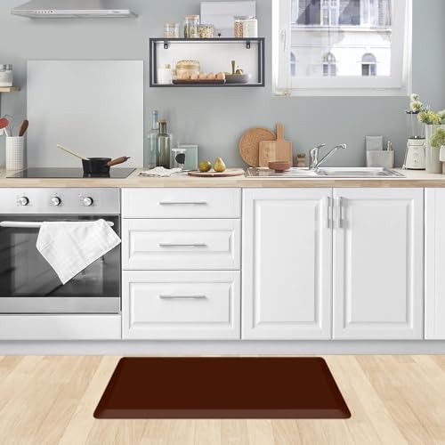 KitchenClouds Kitchen Mat Cushioned Anti Fatigue Rug 17.3"x28" Waterproof, Non Slip, Standing and Comfort Desk/Floor Mats for House Sink Office (Coffee)