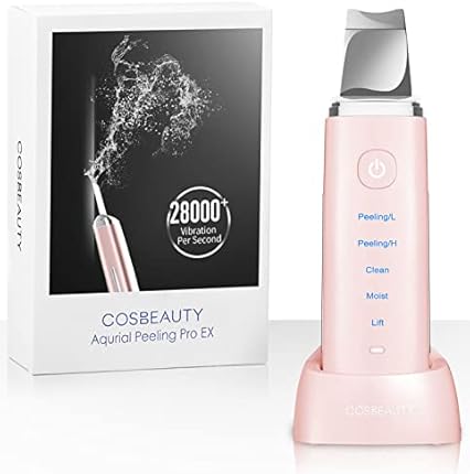 Skin Scrubber, COSBEAUTY Face Spatula, Blackhead Remover, 28K Facial Cleansing Beauty Care Tool, Acne Extractor, Pore Cleaner with 5 Modes, Waterproof IPX6, Wireless Charging - Pink