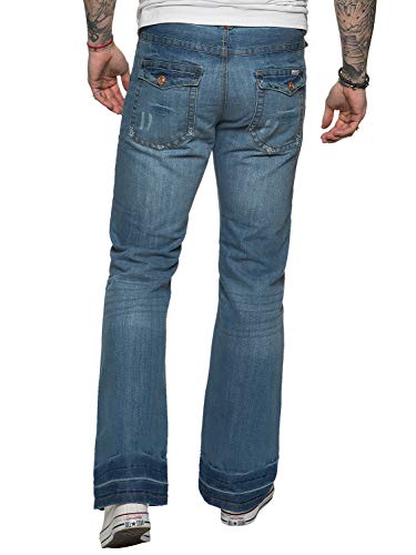 Mens Designer Basic Bootcut Flared Wide Leg Blue Denim Jeans - Range of Waist2