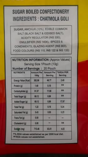 Rinka’s Chatmola Candy Packet – 20 Sachets (280 g) | Chatpati Khatti Meethi Goli | Tangy Sweet & Sour Toffee for Kids | Indian Traditional Candy | Chatpata Taste of Bachpan