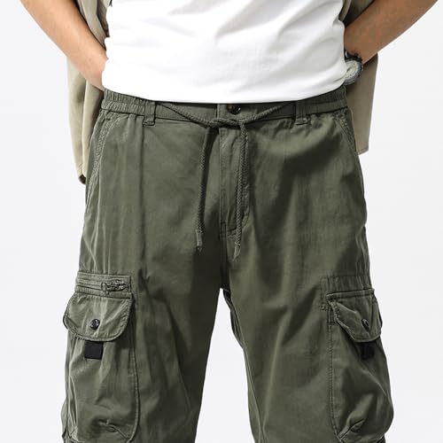 Men's Cargo Military Pants Outdoor Hiking Pants Drawstring Sweatpants with Multi Pockets3