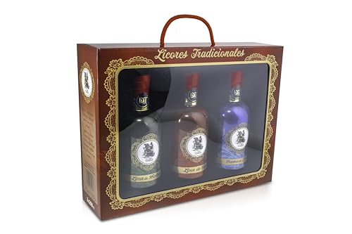 Da miña terra - Estuche/Caja con 3 botellas de licores Tradicionales Gallegos - 3x 200 ml (Hierbas + cafe + c. orujo)