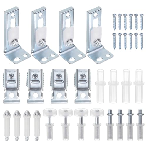Kit de herrajes para puertas plegables uxcell, 4 unidades, incluye pivotes superior e inferior, soporte y rueda guía para puertas de clóset plegables miniatura 1