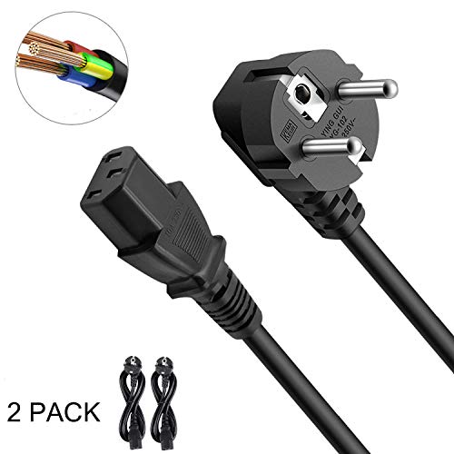 DTK C13 Netzkabel 3.0M Wasserkocher Blei IEC 320 C13 H05VV-F 3 * 0,75mm2 EUR 3-poliges Netzkabel für PC,Drucker,Monitor,TV,Projektor,PS3/PS4PRO,DJ-Ausrüstung,Bühnenausstattung(2Packs)