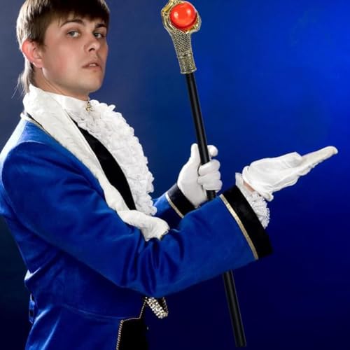 Image of GORGECRAFT Vintage Walking Stick Antique Cane Plastic Halloween Party Cosplay Scepter Gold Eagle Claw Red Ball Costume Cane Grasping King Wand Handle Knob Punk Prop for Themed Events Stage Shows