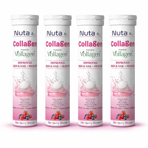 Image of Skin Glow Collagen Effervescent Tablets | Vegan Collagen, Hyaluronic Acid, Vitamin C | Beauty Supplement | Mix Berry | 60 teblets