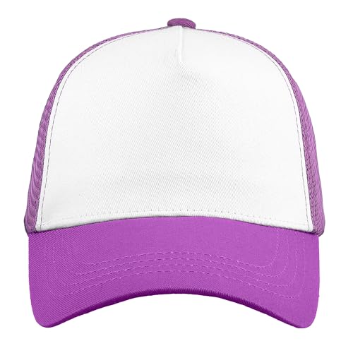 Image of Falari 5-Panel Mesh Baseball Cap, Trucker Hat, Structured Plain Design, Cotton, Adjustable Size