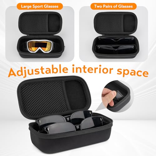 Image of Double Eyeglasses Case, Hard Shell Dual Glasses Case Travel Sunglasses Organizer for Men Women