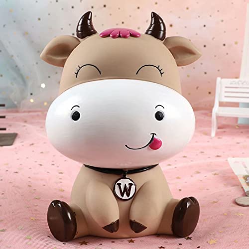 Large Piggy Bank Cattle for Toddlers Children Girl Boys, Shatterproof Vinyl Coin Bank, Makes A Perfect Unique Gift, Nursery D¨¦cor, Keepsake, Or Savings Piggy Bank for Kids, Brown - Image 3