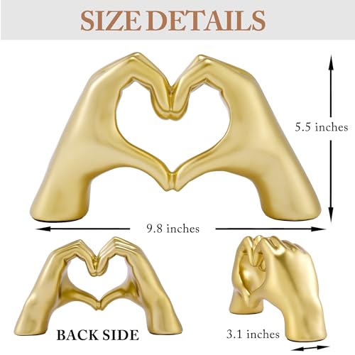 Gold Heart Hands Sculpture, Decor for Living Room Bedroom Bookshelf, Mother's Gifts Form duaghter Son, Gifts for Mom Mother' s Day, Father's Day (No Bracelets)