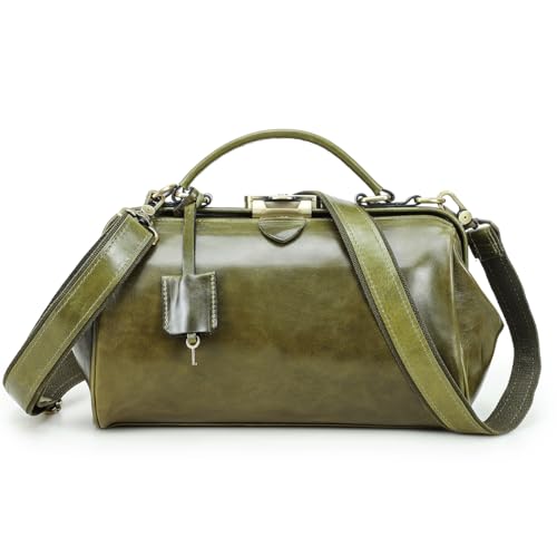 Image of CONTACTS Doctor Bag Purse for Women Luxury Leather Handbag with Lock Shoulder Bag Vintage Top Handle Bag