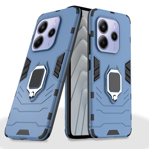 Image of Pikkme D5 Tough Armor Bumper Case | 360 Protection Case | Ring Holder Stand Back Cover for Redmi Note 14 5G (Blue)